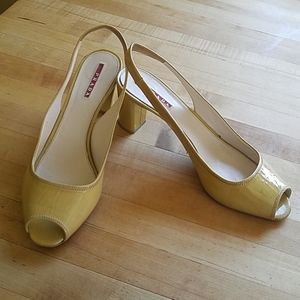 Prada Yellow Patent Leather Sling Back Shoes